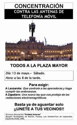 Concentración contra las Antenas de Telefonía Móvil en la Plaza Mayor